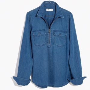 Madewell zip-front denim shirt
